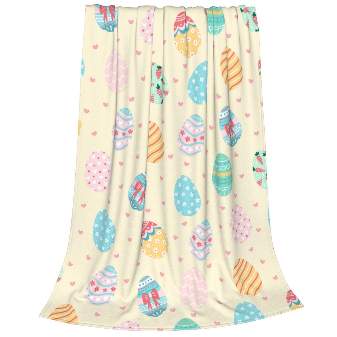 Happy Easter Day Eggs Throw Blanket, Cute Soft Ligtweight Fleece Blanket, Yellow Durable Cozy Anti-Pilling Flannel Blanket for Baby Kids Girls Gift Home Decor 40x50 inches